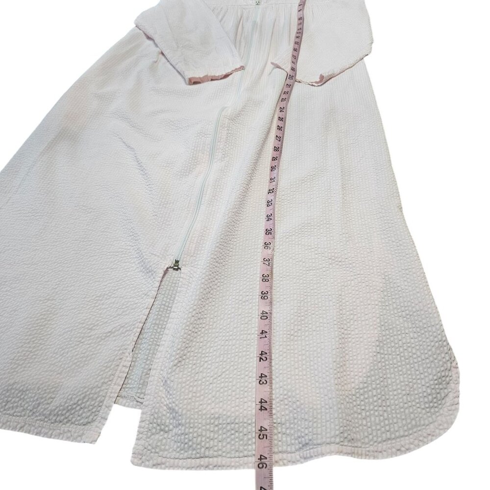 Vintage Barbizon Long Embroidered Nightgown Pajamas Pink White Seersucker Size S - Picture 11 of 16